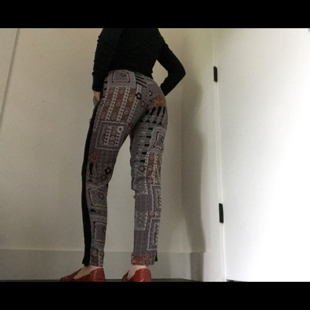 Bohemian Pant 90’s Style Hippie Chic Dark Print - Picture 2 of 12
